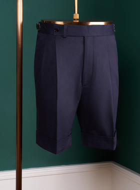 棉西装短裤男士商务休闲直筒宽松纯色两色夏新Allen Xie艾伦谢