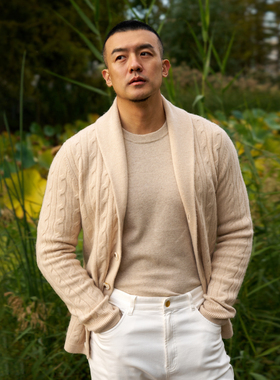 全羊绒青果领开衫针织衫毛衣外套纽扣保暖秋冬内搭AllenXie艾伦谢