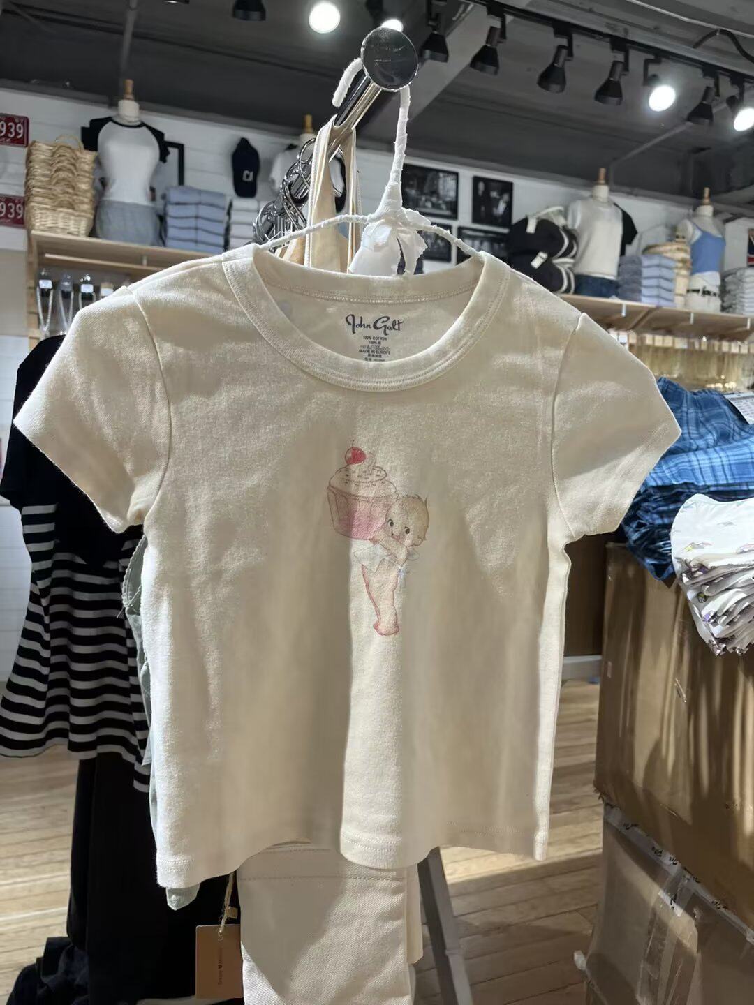 Brandy girl新款美式复古粉色蛋糕天使上衣bm高腰纯棉短袖t恤女图片