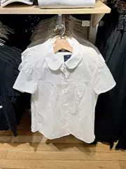 Bm Official Website New Sweet Doll Collar Cute Fresh Shirt Top for Women Bm Inner Wear Lace Collar Button White Shirt