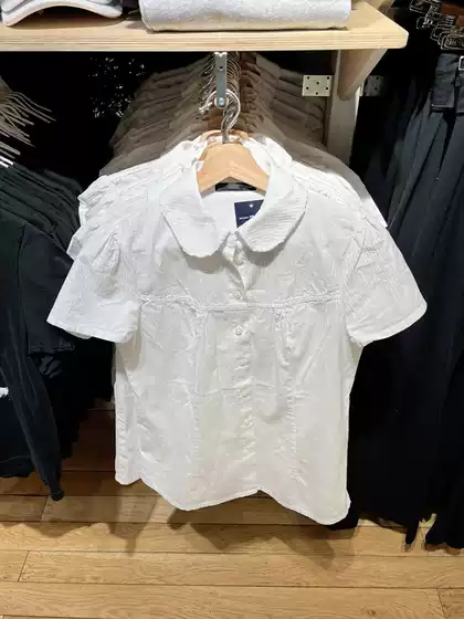 Bm Official Website New Sweet Doll Collar Cute Fresh Shirt Top for Women Bm Inner Wear Lace Collar Button White Shirt