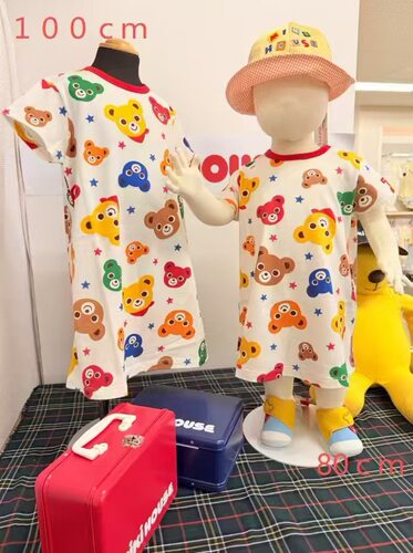 【国内现货】日本mikihouse正品满印熊头短袖连衣裙不可退换