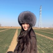 新款 狐狸毛帽子女小圆帽冬季 保暖护耳加厚东北公主蒙古帽全毛皮草