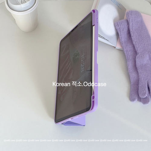 韩国@紫色边ipad平板三折连体壳