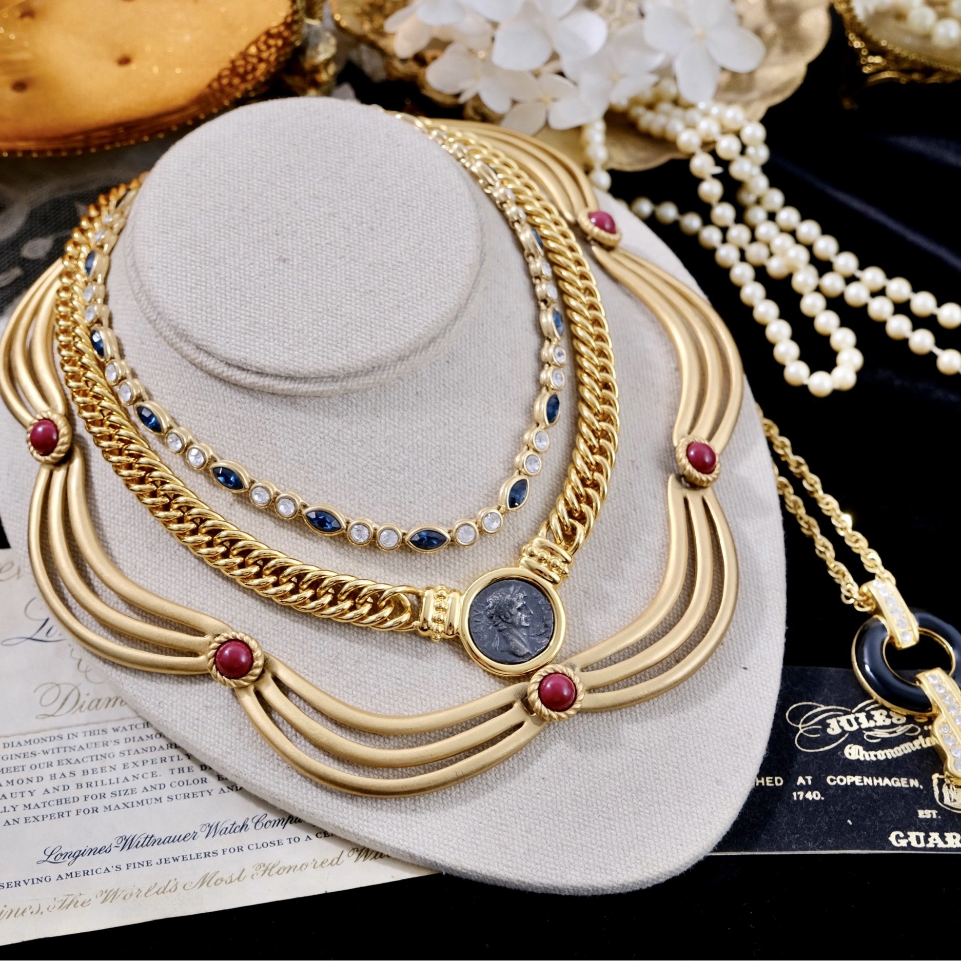 Vintage中古董首饰Trifari Monet优雅复古镀金珍珠水晶项链B15在类目 饰品/流行首饰/时尚饰品新, 项链中 - 来自Buy2taobao.com提供专业的淘宝代购服务