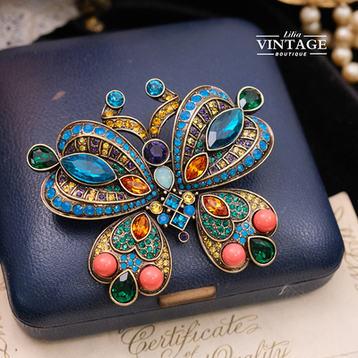 HeidiDaus复古水晶蝴蝶胸针