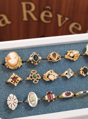 Vintage海外中古首饰Avon雅芳考文垂镀金珍珠宝石水晶女戒指G17