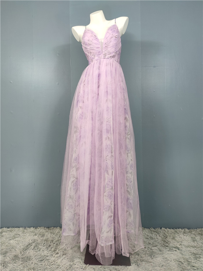 外贸春夏新款女装性感辣妹修身显瘦宴会派对网纱印花吊带连衣裙