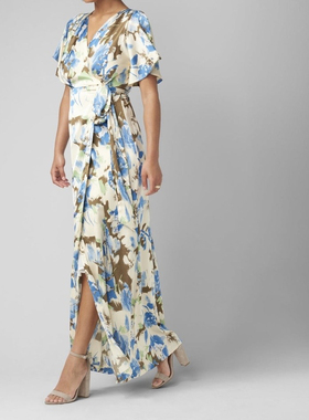 外贸跨境度假沙滩海边度假小众显瘦文艺复古拍照精美扎染女连衣裙