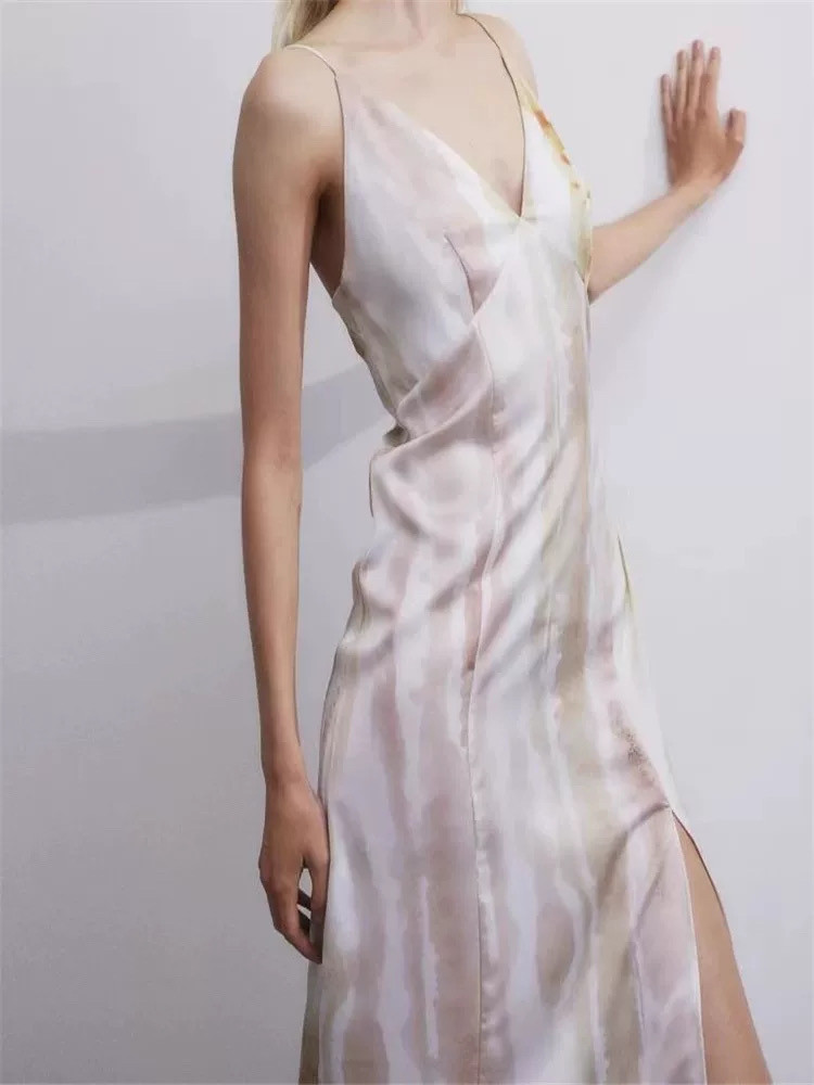 外贸单H家扎染欧美辣妹纯欲吊带2025时尚新款御姐唯美夏季连衣裙