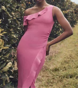 外贸单FN家秋季新款高品质性感露背女时尚包臀显女身材连衣裙大码