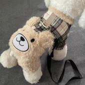 格子拼接加绒加厚保暖秋冬四脚衣宠物泰迪比熊博美小型犬狗狗衣服