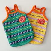 宠物条纹撞色吊带背心春夏季 泰迪比熊博美小型犬狗狗猫咪衣服 薄款