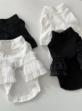 柔软黑色白色秋冬内搭打底衫宠物泰迪比熊小型犬狗狗猫咪家居衣服