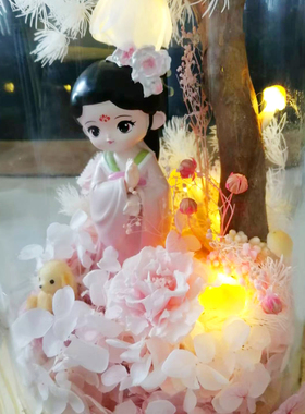 创意国风摆件汉服四大美女貂蝉手工小夜灯永生花送闺蜜女孩小礼品
