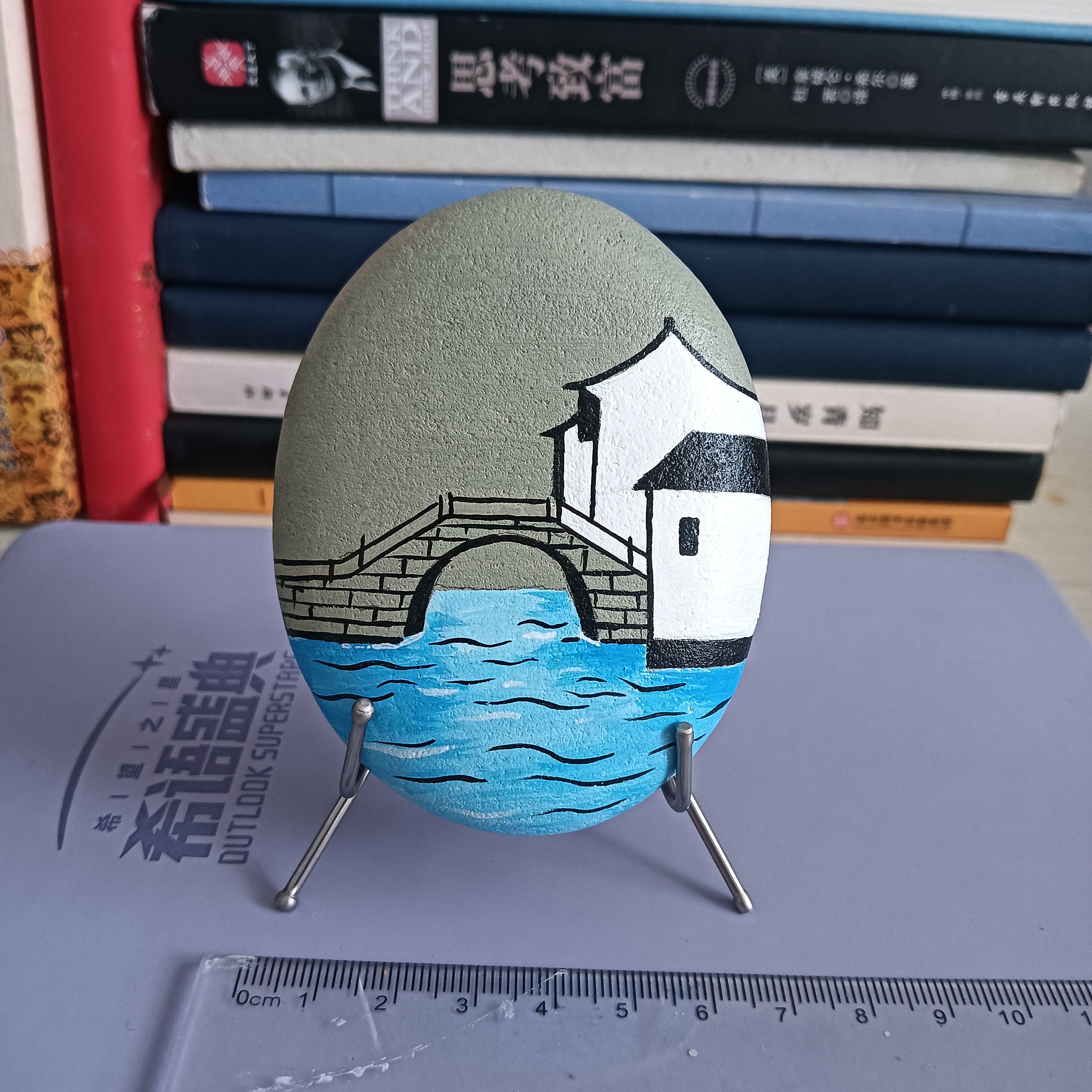 手绘石头画成品可爱卡通鹅卵石彩绘桌面创意装饰小摆件