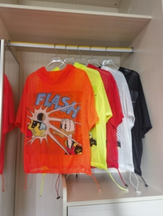 跨境外贸女短袖T恤宽松大码网红款潮牌图案连帽网眼镂空时尚新款