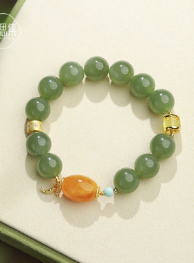 高品质老坑晴水和田玉手串