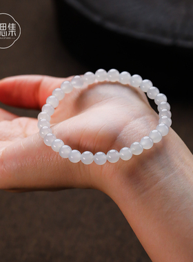 【静·无尘手串】天然和田玉白玉素串珠链弹力绳设计简约高级感