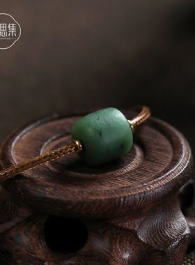 【水碧手绳】天然和田玉碧玉手串精致桶珠气质设计简约编织