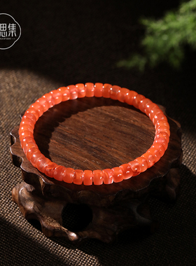 【游鸿手串】天然川料南红玛瑙直切珠简约新年红手链送礼弹力绳