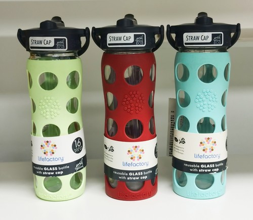 美国Lifefactory玻璃水杯防摔隔热便携运动随手杯475ml 吸管盖
