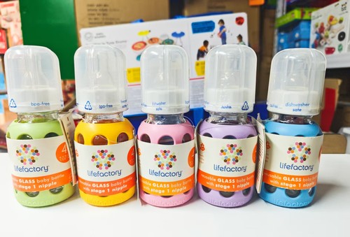 美国Lifefactory新生婴儿宝宝防滑标准口径奶嘴玻璃奶瓶正品120ml