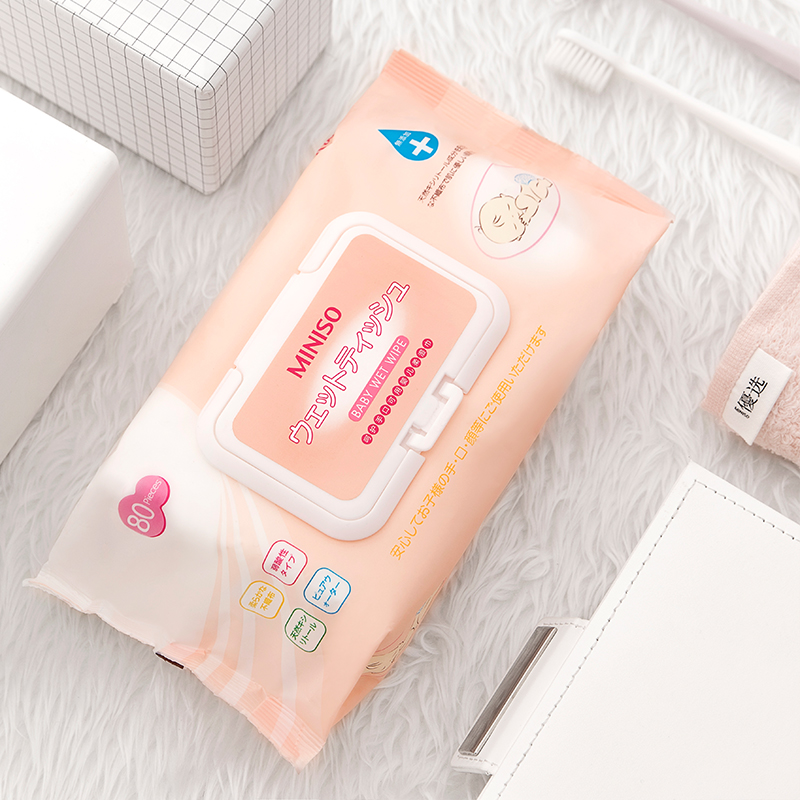 MINISO名创优品婴儿湿巾婴幼儿新生手口专用宝宝湿纸巾80片/包