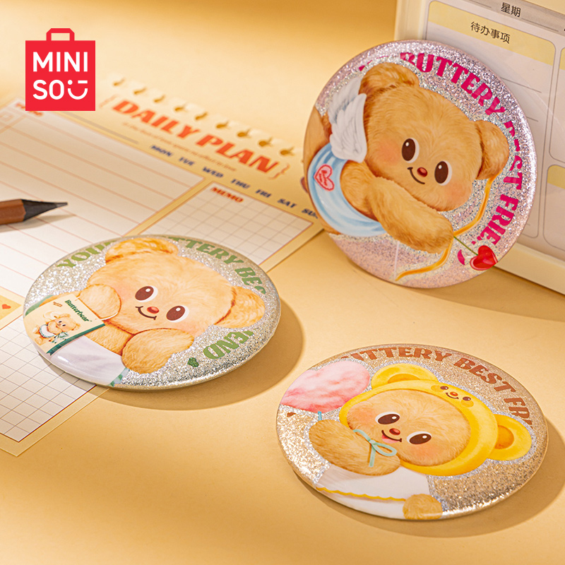 MINISO名创优品黄油小熊萌萌大徽章正版官方谷子吧唧盲袋生日礼物