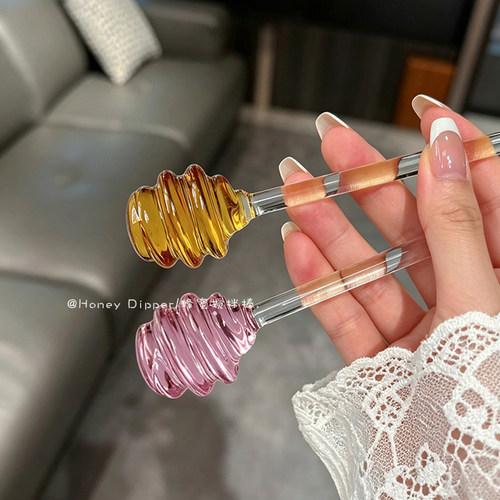 实心玻璃长柄蜂蜜搅拌棒
