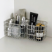 不锈钢收纳筐桌面化妆品收纳盒置物架高级感小杂物整理盒收纳架新