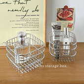 ins风不锈钢收纳篮桌面杂物置物篮化妆品整理篮子家用方形收纳盒