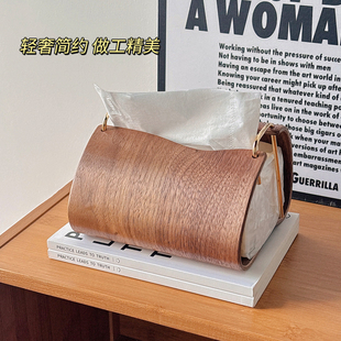 胡桃木纸巾盒家用客厅高档轻奢抽纸盒2025新款 复古创意纸巾收纳盒