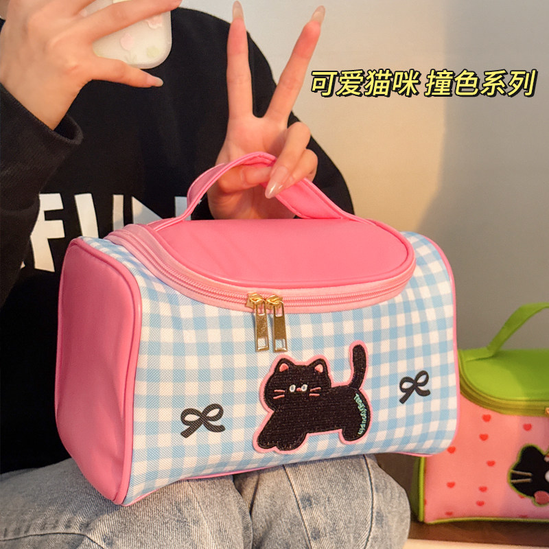 可爱小猫化妆包收纳包大容量2025新款女便携式旅行洗漱小包收纳袋,收纳整理,化妆包,淘宝优惠券,粉丝福利购,淘宝优惠卷