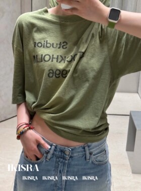 爆款强推！26-1 夏季1996橄榄绿色T恤字母短袖女