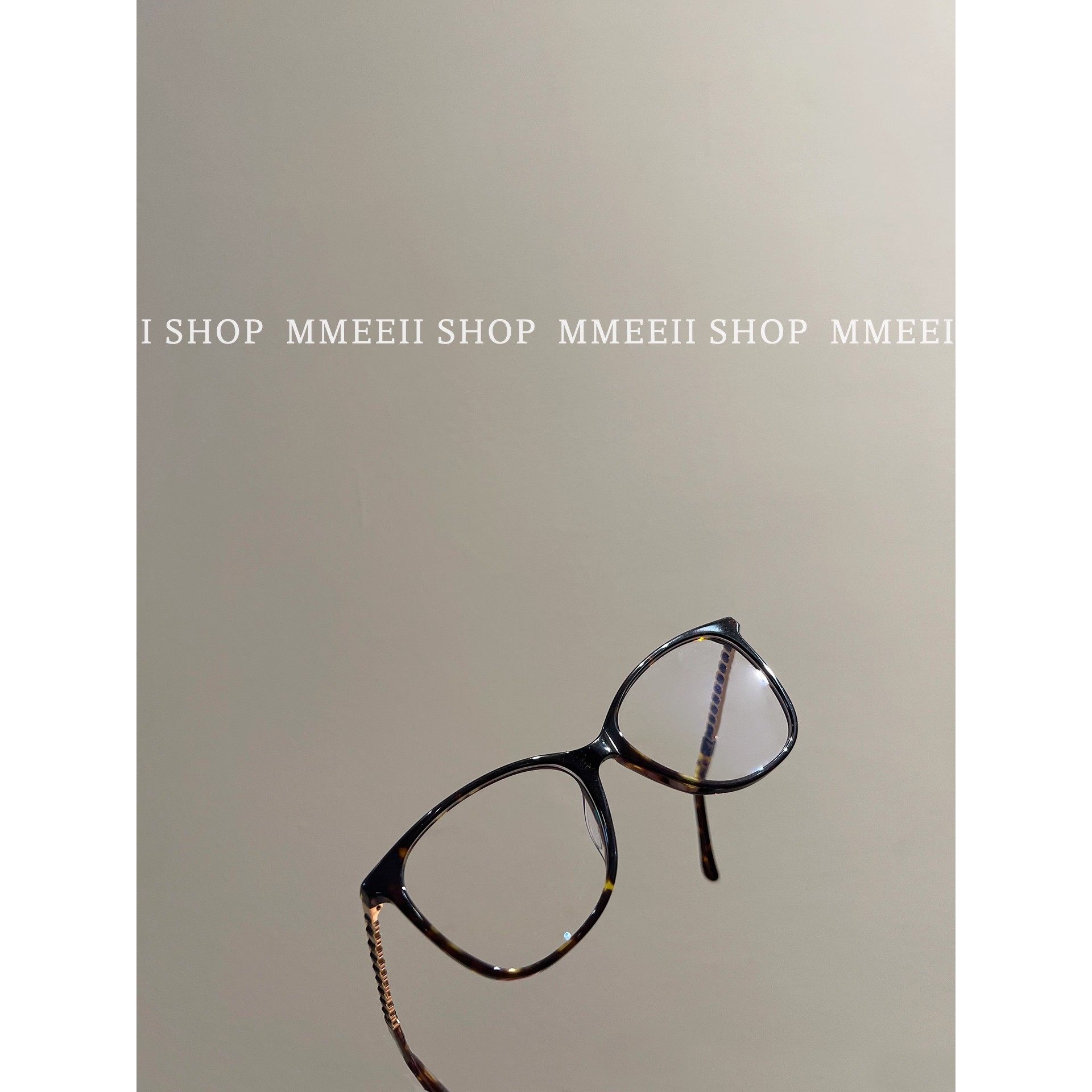 玳瑁皮穿链平光眼镜女黑框镜