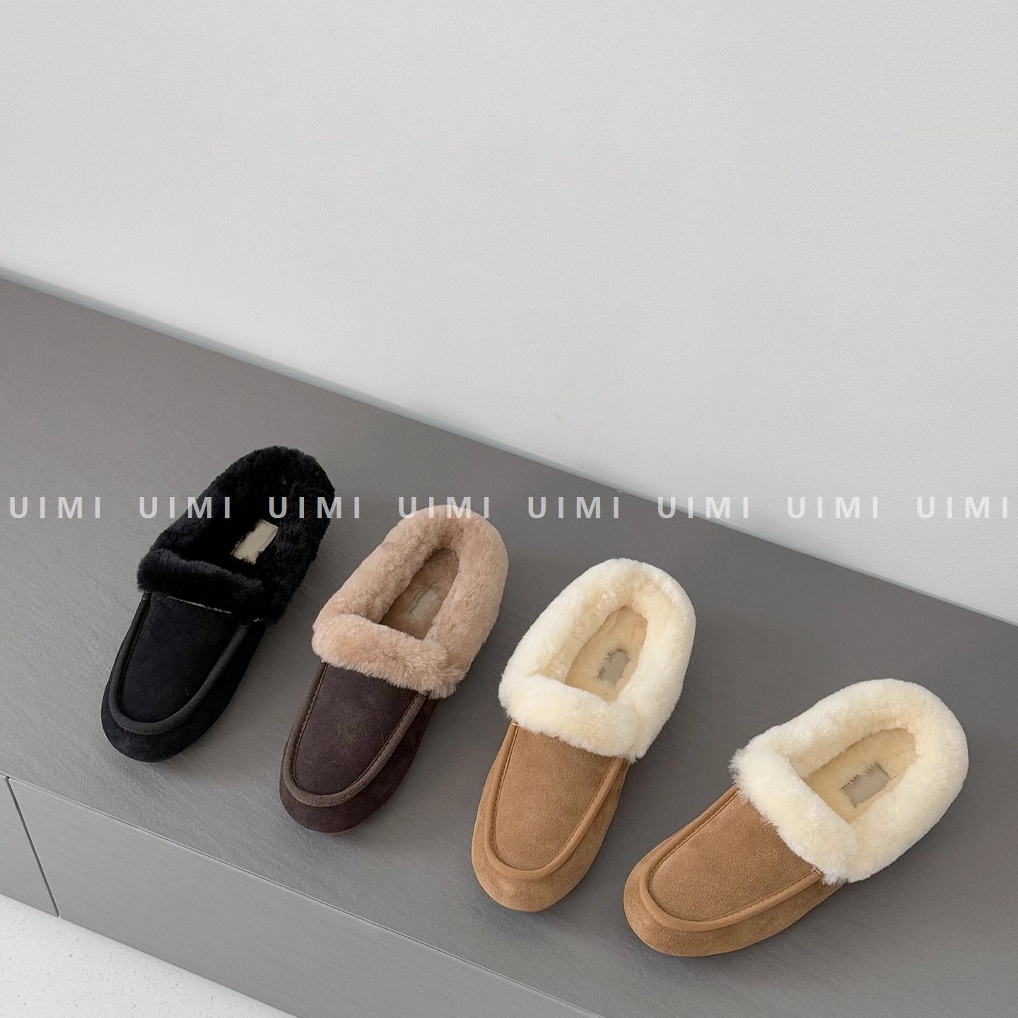 羊皮毛一体一脚蹬毛毛鞋女