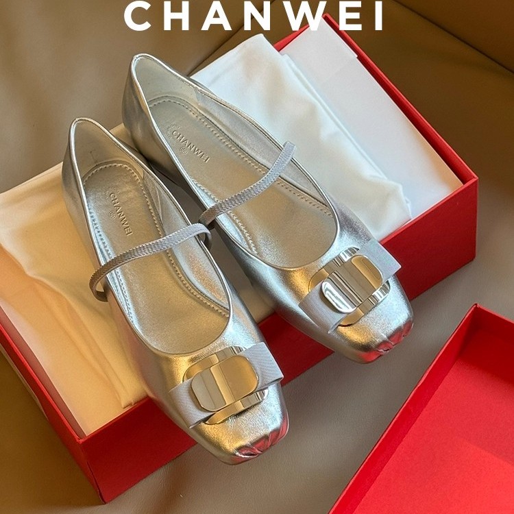 蝴蝶结芭蕾一字扣平底单鞋女