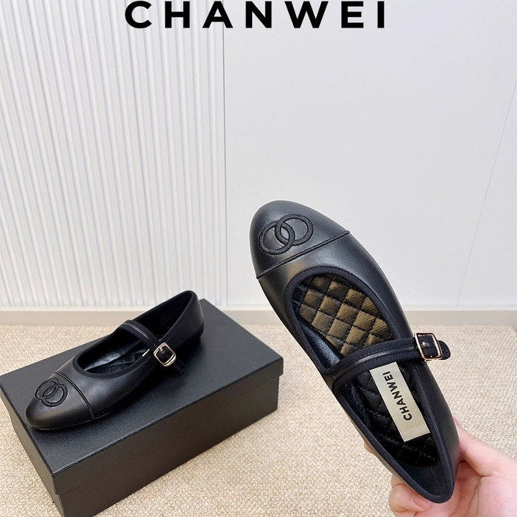 一字扣带玛丽珍鞋刺绣平底单鞋女