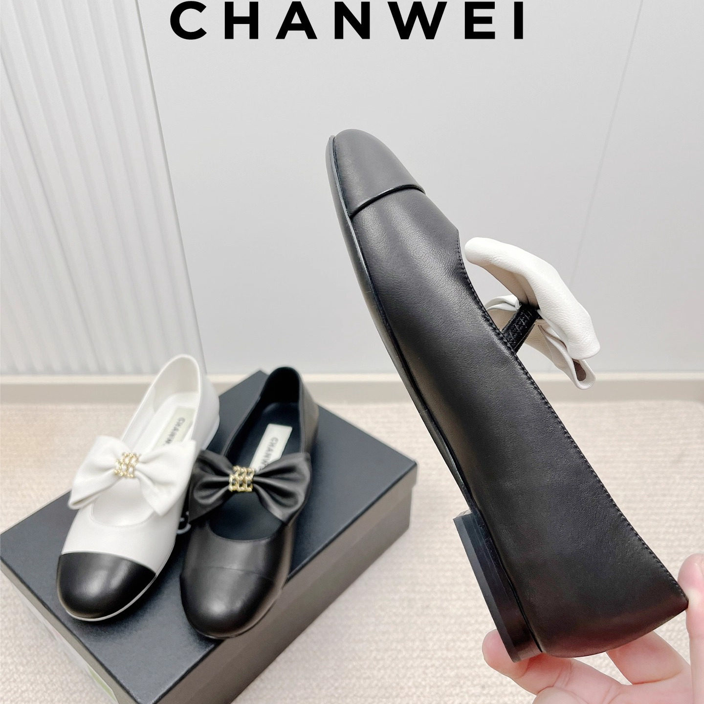 高定版本！小香风蝴蝶结一字带玛丽珍鞋女松紧带25新款平底单鞋