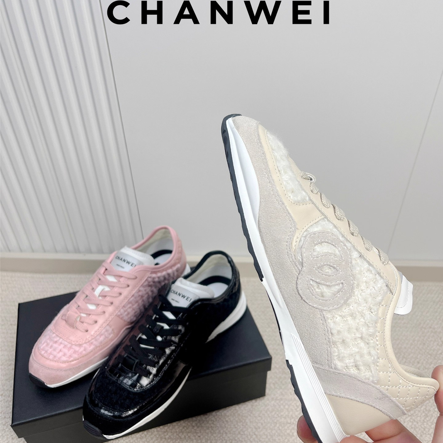 拼色休闲运动鞋女平底系带