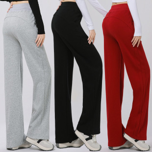 户外休闲瑜伽跳舞跑步阔腿裤 高腰显瘦女透气运动长裤 新款 2025春季