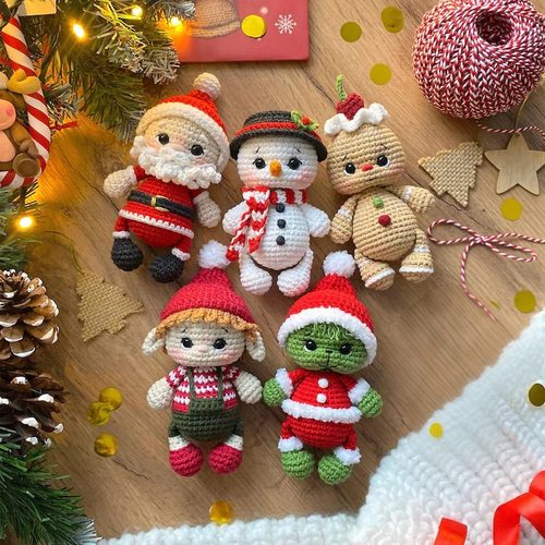 成品圣诞五小只送朋友节日礼物玩偶挂件手工钩针毛线编织制材料包