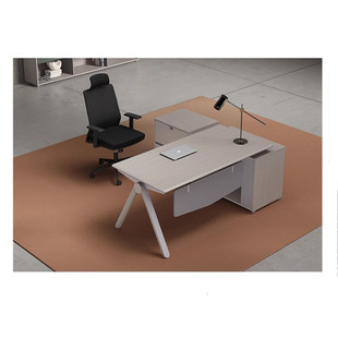 格诺瓦柔润科幻木办主管桌办公台无线充电橄榄绿现代简约