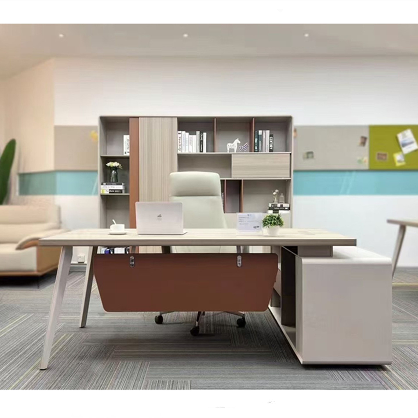 乐肯极简钢木办公桌2.2米