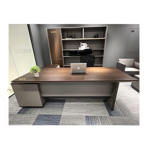 中泰主管办公桌带员工卡位深色