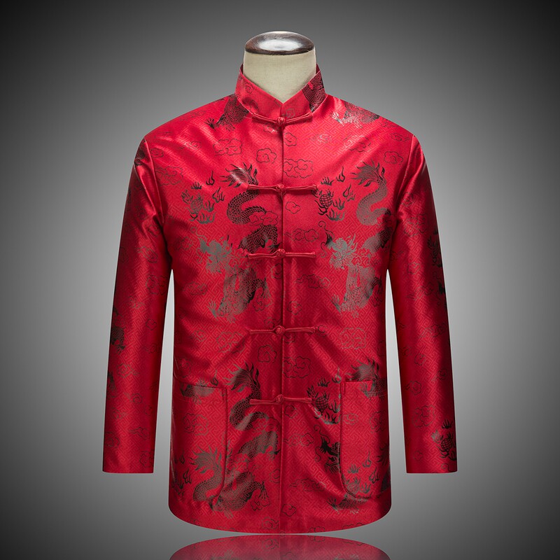 唐装男长袖外套中老年人秋冬装中式礼服老人夹棉棉衣爷爷生日过寿