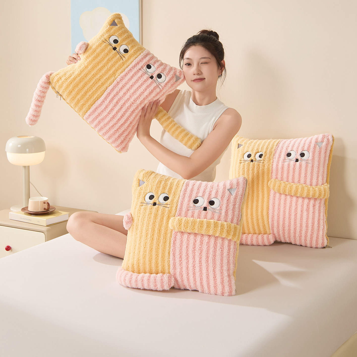 多巴胺卡通二合一抱枕被空调被