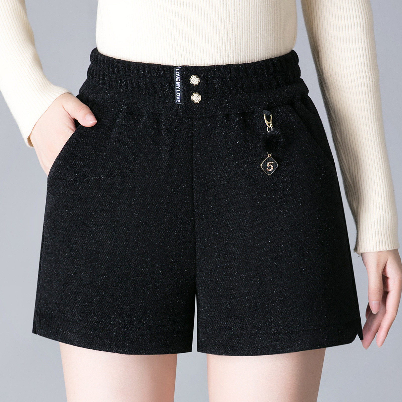 秋冬加厚短裤女弹力松紧腰宽松阔腿显瘦胖MM外穿打底靴裤妈妈裤,女装/女士精品,休闲裤,淘宝优惠券,粉丝福利购,淘宝优惠卷