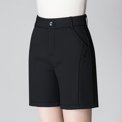 秋冬加厚五分裤女高腰显瘦黑色西装休闲短裤外穿直筒中年妈妈裤